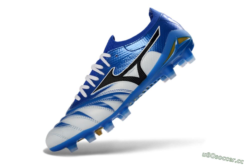 Men's Mizuno Morelia Neo 4 FG Firm Ground Low-Tops Football Boots - Blue/Ice Blue/Golden Yellow 5
