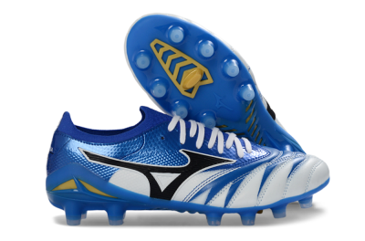Men's Mizuno Morelia Neo 4 FG Firm Ground Low-Tops Football Boots - Blue/Ice Blue/Golden Yellow