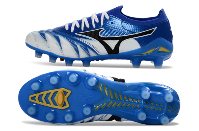 Men's Mizuno Morelia Neo 4 FG Firm Ground Low-Tops Football Boots - Blue/Ice Blue/Golden Yellow