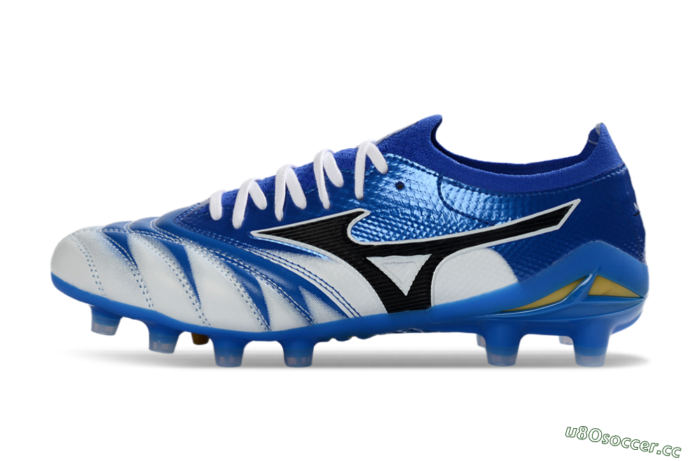 Men's Mizuno Morelia Neo 4 FG Firm Ground Low-Tops Football Boots - Blue/Ice Blue/Golden Yellow 0