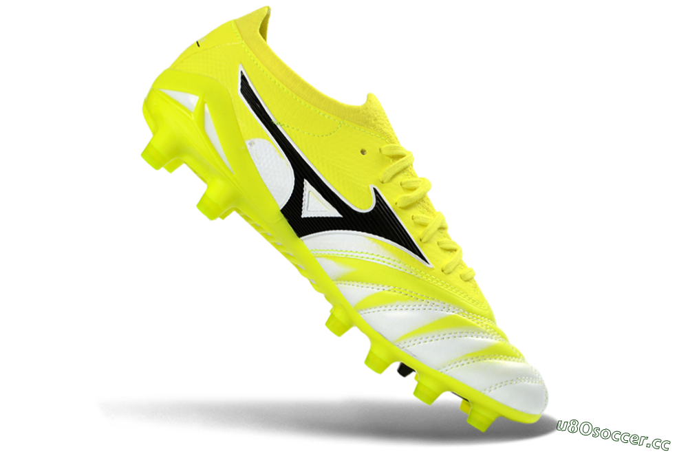Men's Mizuno Morelia Neo 4 FG Firm Ground Low-Tops Football Boots - Yellow/Vibrant Yellow/Frosty White 4