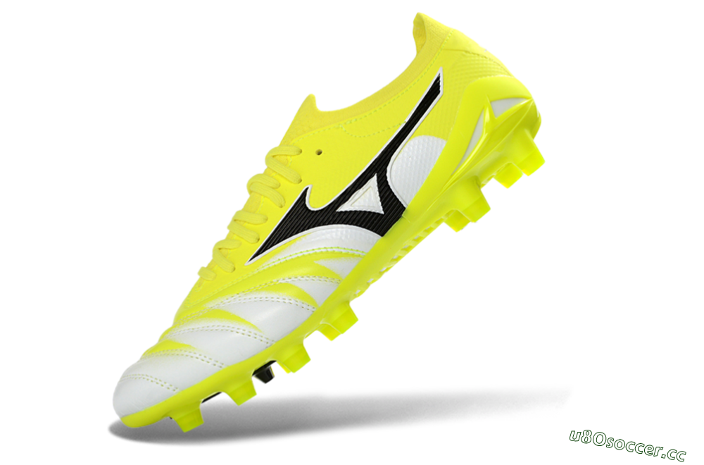 Men's Mizuno Morelia Neo 4 FG Firm Ground Low-Tops Football Boots - Yellow/Vibrant Yellow/Frosty White 5