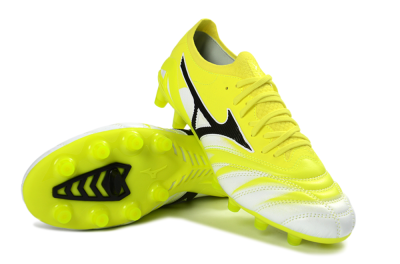 Men's Mizuno Morelia Neo 4 FG Firm Ground Low-Tops Football Boots - Yellow/Vibrant Yellow/Frosty White