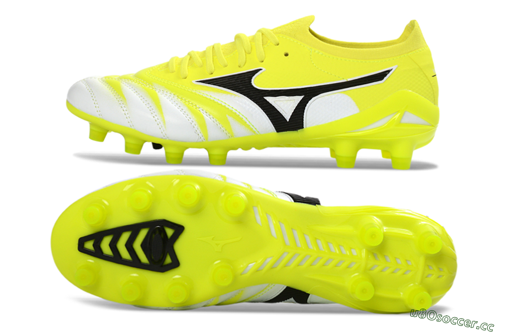 Men's Mizuno Morelia Neo 4 FG Firm Ground Low-Tops Football Boots - Yellow/Vibrant Yellow/Frosty White 1