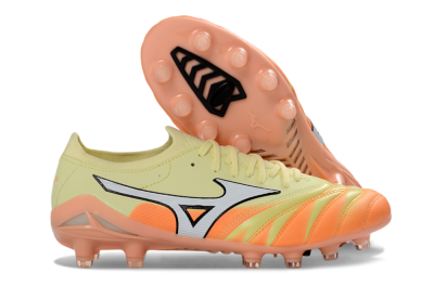 Men's Mizuno Morelia Neo 4 FG Firm Ground Low-Tops Football Boots - Yellow/Bright Orange/Soft Pink