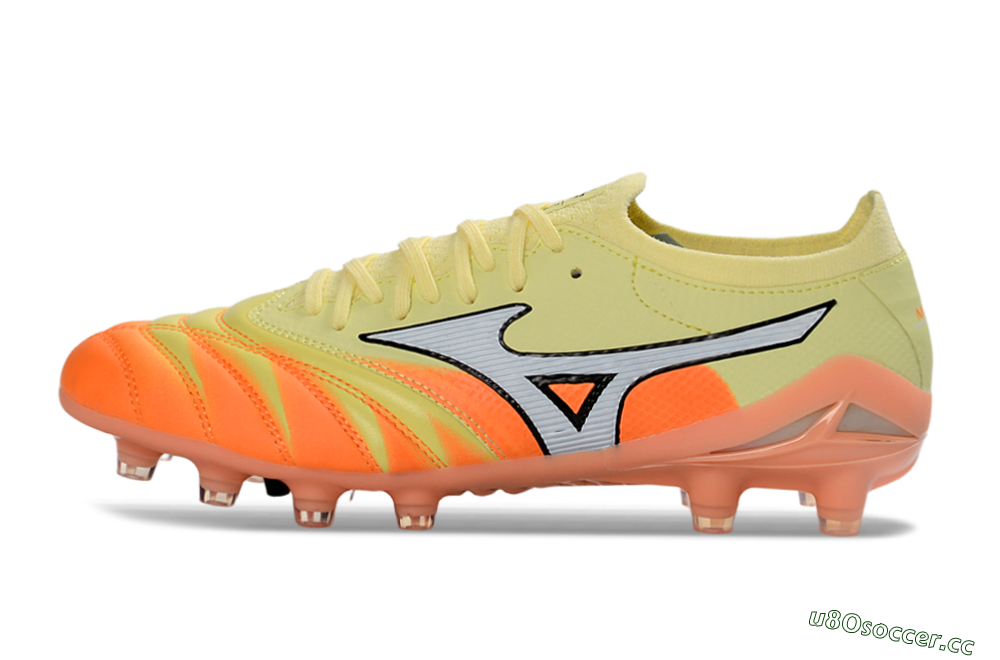 Men's Mizuno Morelia Neo 4 FG Firm Ground Low-Tops Football Boots - Yellow/Bright Orange/Soft Pink 0