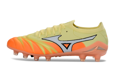 Men's Mizuno Morelia Neo 4 FG Firm Ground Low-Tops Football Boots - Yellow/Bright Orange/Soft Pink