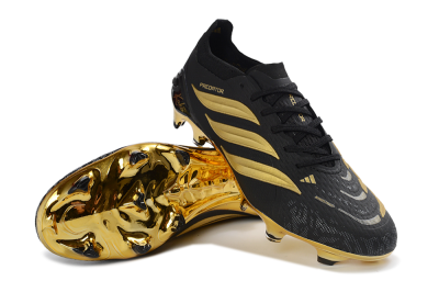 Unisex Kaka x Adidas Predator 26 Elite FG Firm Ground Low-Tops Football Boots - Black/Metallic Gold/High Gloss Black