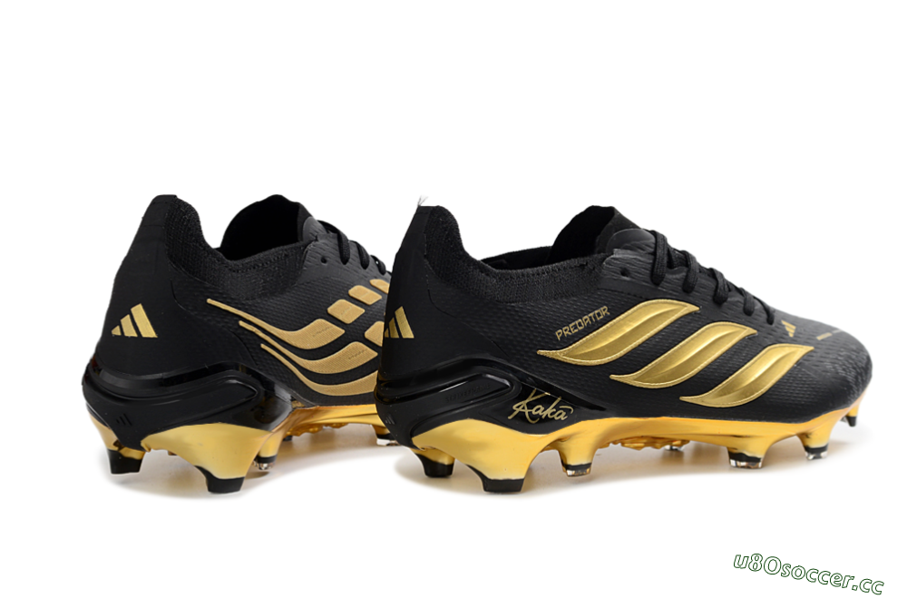 Unisex Kaka x Adidas Predator 26 Elite FG Firm Ground Low-Tops Football Boots - Black/Metallic Gold/High Gloss Black 6