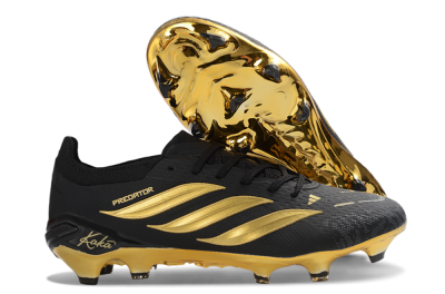 Unisex Kaka x Adidas Predator 26 Elite FG Firm Ground Low-Tops Football Boots - Black/Metallic Gold/High Gloss Black