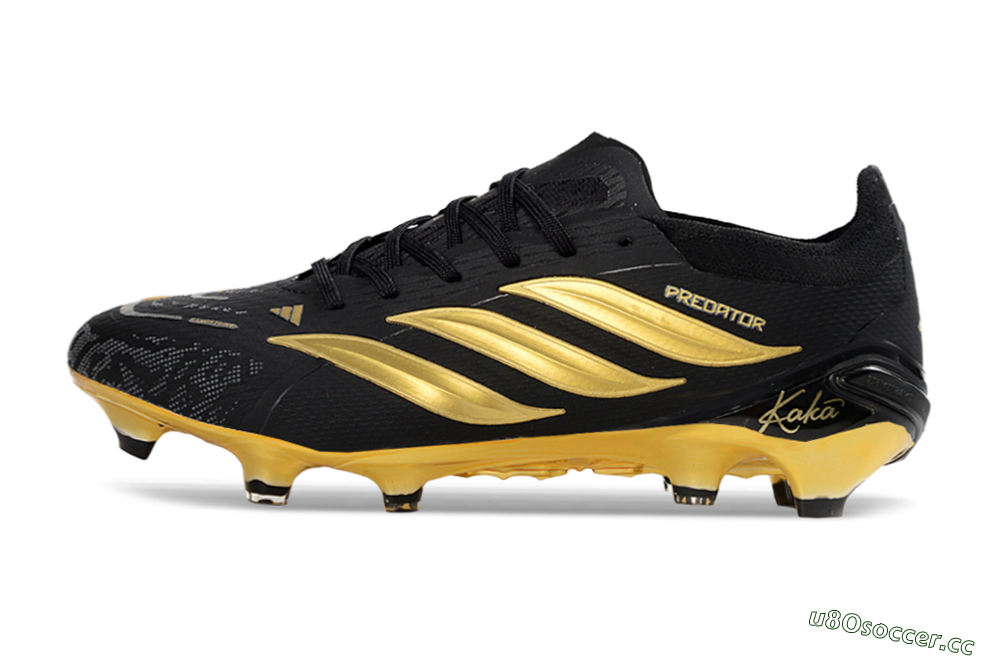 Unisex Kaka x Adidas Predator 26 Elite FG Firm Ground Low-Tops Football Boots - Black/Metallic Gold/High Gloss Black 0