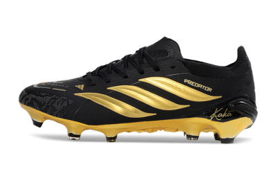 Unisex Kaka x Adidas Predator 26 Elite FG Firm Ground Low-Tops Football Boots - Black/Metallic Gold/High Gloss Black