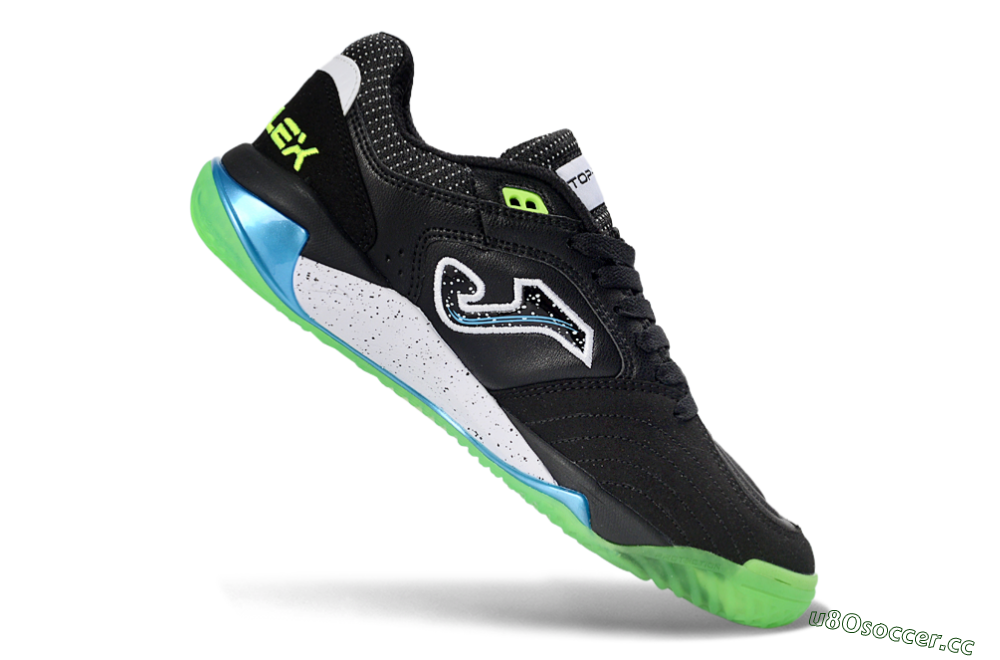 Men's Joma Top Flex IC Indoor & Futsal Low-Tops Football Shoes - Black/Fluorescent Green/Blue 4