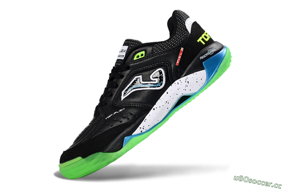Men's Joma Top Flex IC Indoor & Futsal Low-Tops Football Shoes - Black/Fluorescent Green/Blue 5