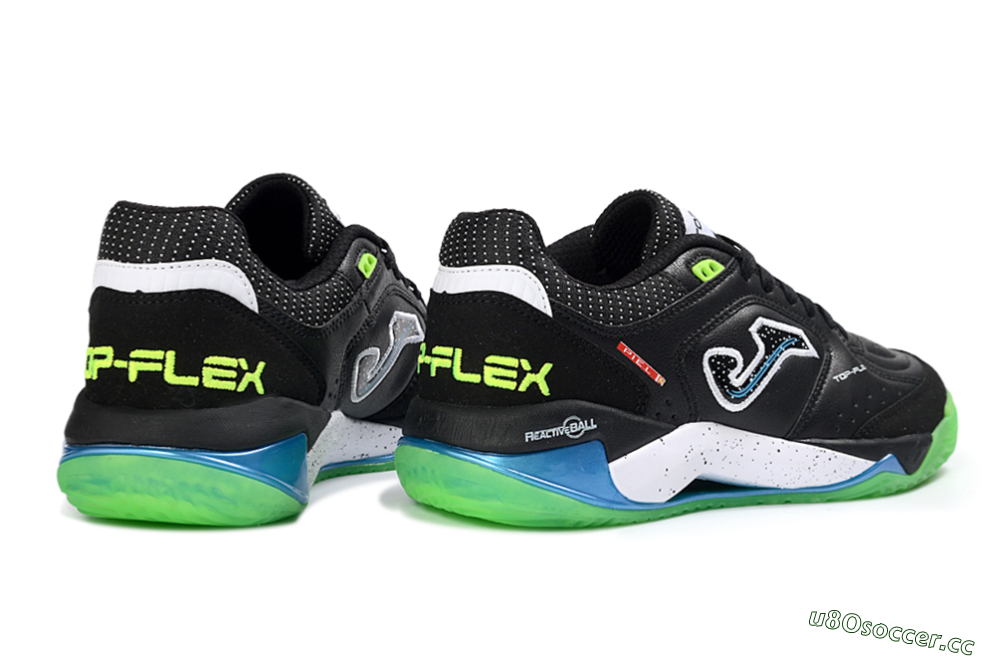 Men's Joma Top Flex IC Indoor & Futsal Low-Tops Football Shoes - Black/Fluorescent Green/Blue 6
