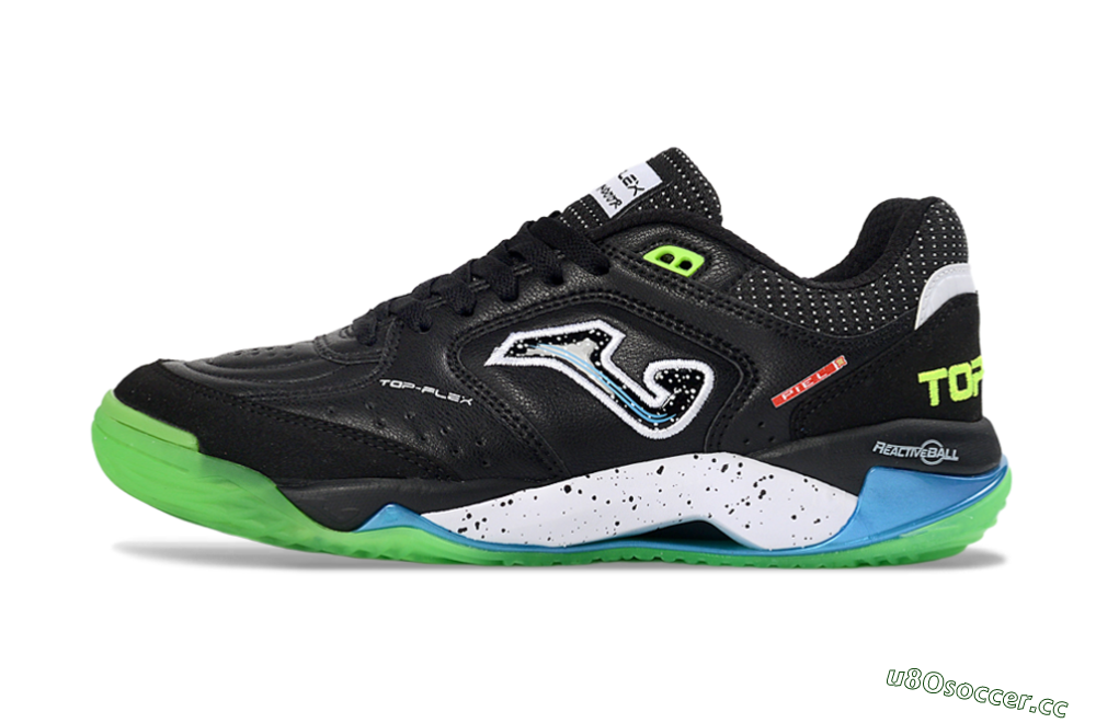 Men's Joma Top Flex IC Indoor & Futsal Low-Tops Football Shoes - Black/Fluorescent Green/Blue 0