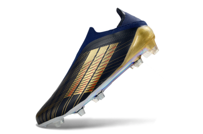 Men's Adidas F50 Elite Laceless FG Firm Ground Low-Tops Football Boots - Navy/Gold/Crimson