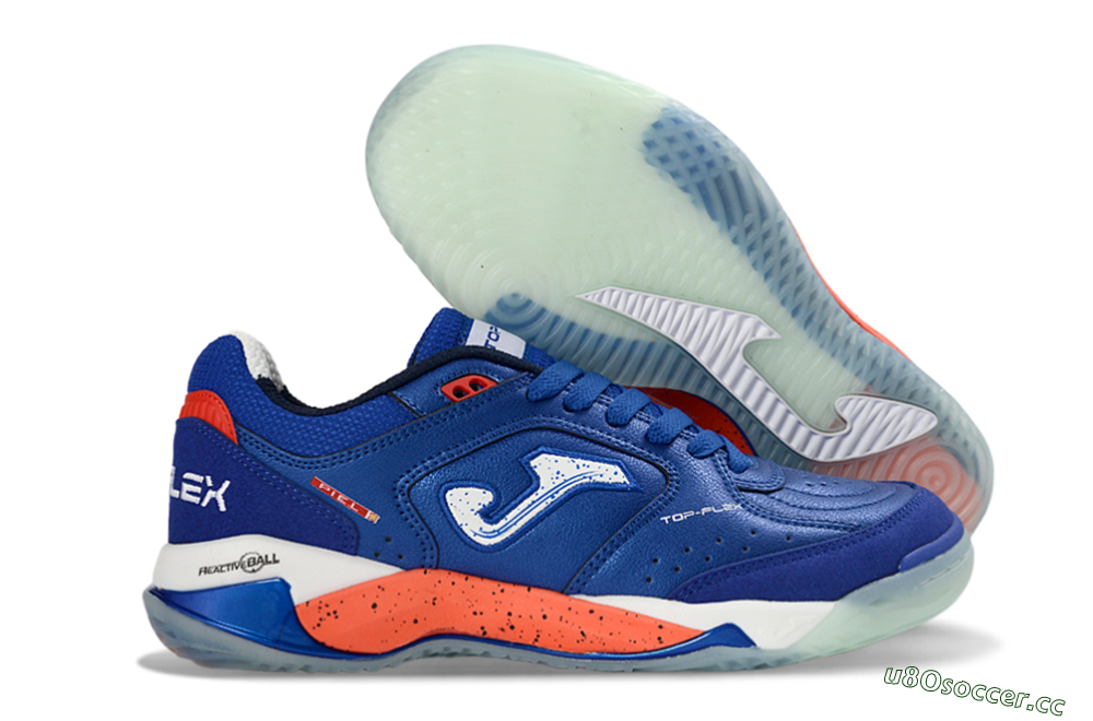 Men's Joma Top Flex IC Indoor & Futsal Low-Tops Football Shoes - Blue/Electric Orange/Deep Blue 2