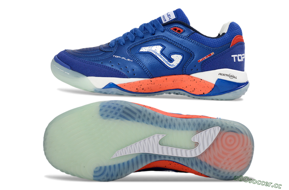 Men's Joma Top Flex IC Indoor & Futsal Low-Tops Football Shoes - Blue/Electric Orange/Deep Blue 1