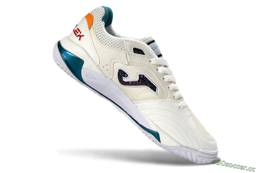 Men's Joma Top Flex IC Indoor & Futsal Low-Tops Football Shoes - White/Ocean Blue/Fiery Orange 4