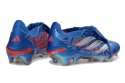 Unisex Adidas Predator 26 Elite Fold-Over Tongue FG Firm Ground Low-Tops Football Boots - Blue/Vibrant Blue/Fiery Red