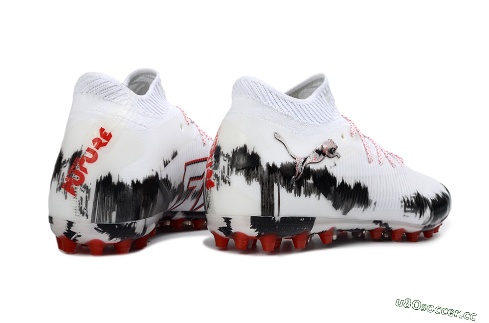 Men's Puma Future 8 Ultimate MG Multi Ground Low-Tops Football Boots - White/Bold Red/Black Brushstroke 6