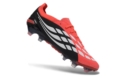 Unisex Adidas Predator 26 Elite FG Firm Ground Low-Tops Football Boots - Red/Vibrant Coral/Jet Black