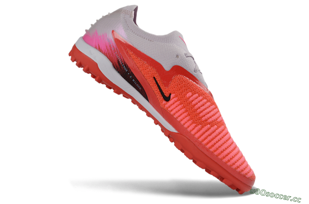 Unisex Nike Phantom 6 Elite Low TF Artificial Turf Low-Tops Football Shoes - Red/Bright Coral/Soft Gray 4