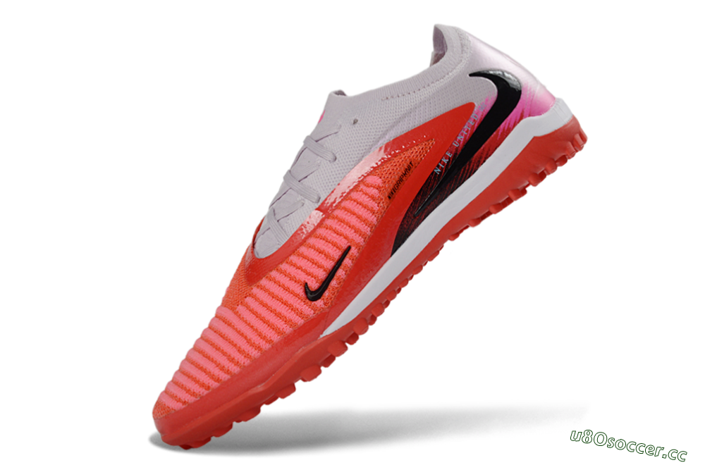 Unisex Nike Phantom 6 Elite Low TF Artificial Turf Low-Tops Football Shoes - Red/Bright Coral/Soft Gray 5