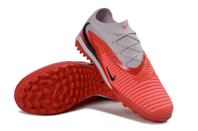 Unisex Nike Phantom 6 Elite Low TF Artificial Turf Low-Tops Football Shoes - Red/Bright Coral/Soft Gray