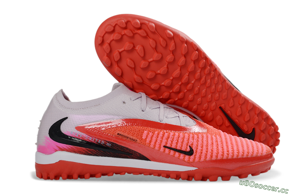 Unisex Nike Phantom 6 Elite Low TF Artificial Turf Low-Tops Football Shoes - Red/Bright Coral/Soft Gray 2