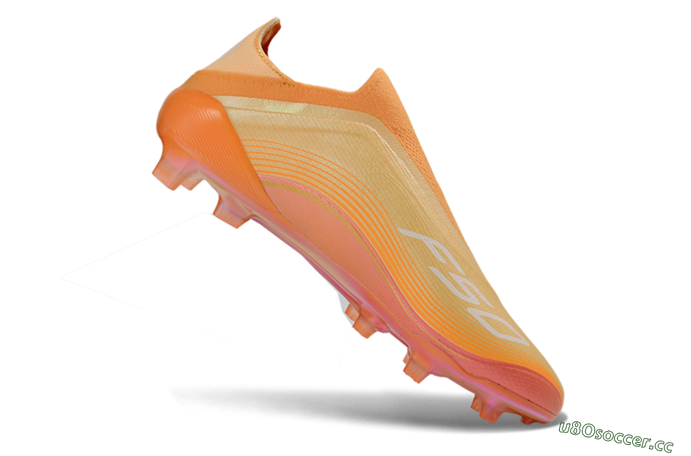 Men's Adidas F50 Elite Laceless FG Firm Ground Low-Tops Football Boots - Orange/Sunset Glow/Coral Burst 4