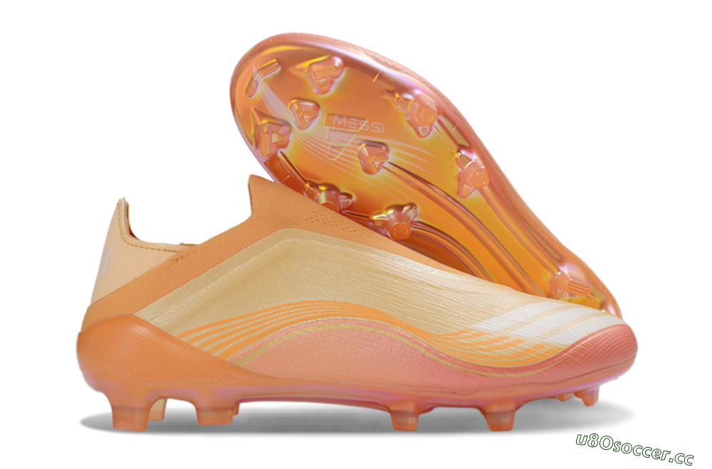 Men's Adidas F50 Elite Laceless FG Firm Ground Low-Tops Football Boots - Orange/Sunset Glow/Coral Burst 2
