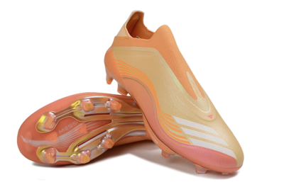Men's Adidas F50 Elite Lightstrike Pro Laceless FG Firm Ground Low-Tops Football Boots - Orange/Peach Burst/Sunny Glow