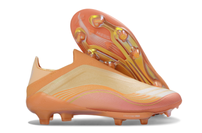 Men's Adidas F50 Elite Lightstrike Pro Laceless FG Firm Ground Low-Tops Football Boots - Orange/Peach Burst/Sunny Glow