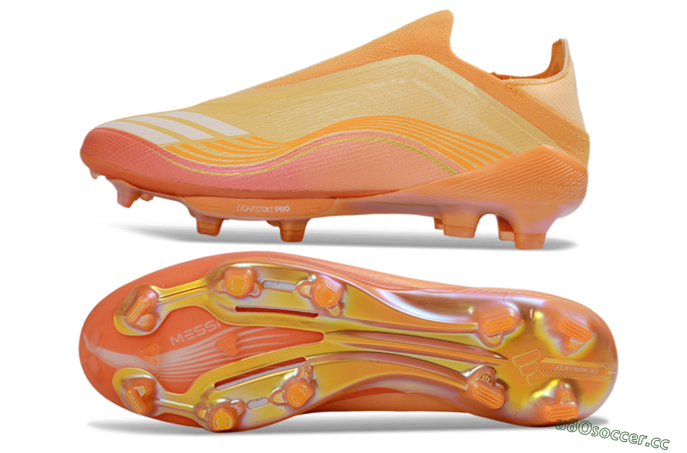 Men's Adidas F50 Elite Lightstrike Pro Laceless FG Firm Ground Low-Tops Football Boots - Orange/Peach Burst/Sunny Glow 1