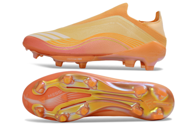 Men's Adidas F50 Elite Lightstrike Pro Laceless FG Firm Ground Low-Tops Football Boots - Orange/Peach Burst/Sunny Glow