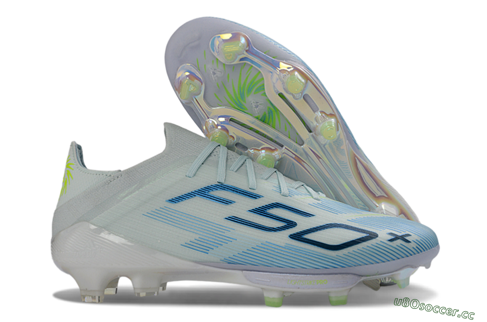 Men's Adidas F50 Elite Lightstrike Pro FG Firm Ground Low-Tops Football Boots - Lightblue/Sky Blue/Iridescent White 2