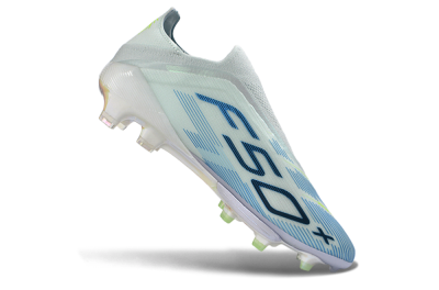 Men's Adidas F50 Elite Lightstrike Pro Laceless FG Firm Ground Low-Tops Football Boots - Blue/Ice Blue/Neon Green