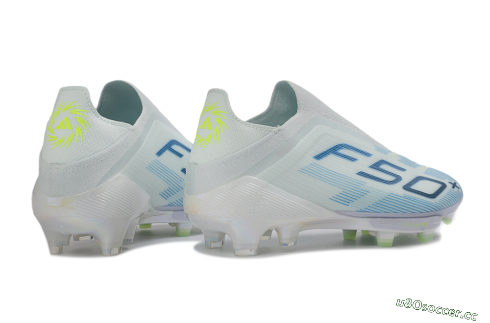 Men's Adidas F50 Elite Lightstrike Pro Laceless FG Firm Ground Low-Tops Football Boots - Blue/Ice Blue/Neon Green 6