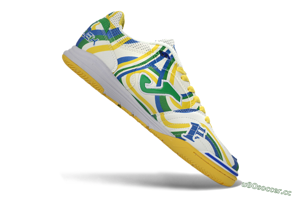 Men's Joma Top Flex IC Indoor & Futsal Low-Tops Football Shoes - White/Sunny Yellow/Blue Lagoon 3