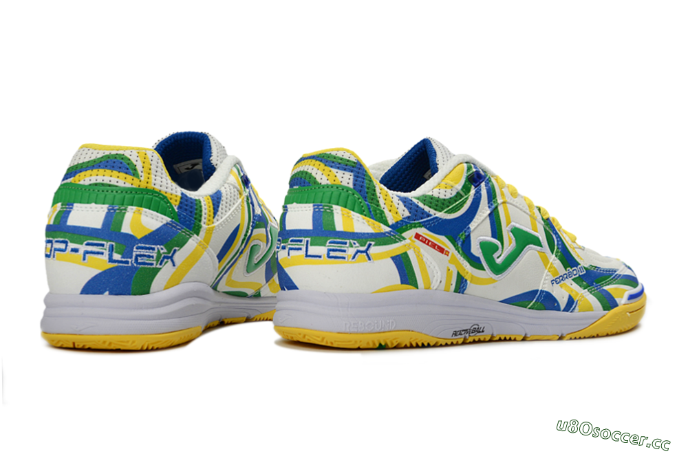Men's Joma Top Flex IC Indoor & Futsal Low-Tops Football Shoes - White/Sunny Yellow/Blue Lagoon 5