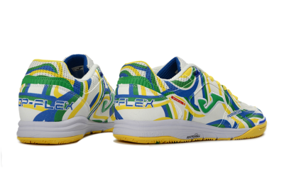Men's Joma Top Flex IC Indoor & Futsal Low-Tops Football Shoes - White/Sunny Yellow/Blue Lagoon