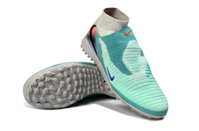 Unisex Nike Phantom 6 Elite High TF Artificial Turf High-Tops Football Shoes - Aqua/Coral Burst/Able Blue