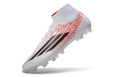 Men's Adidas F50 Elite Mid FG Firm Ground High-Tops Football Boots - White/Crimson Rose/Sleek Black
