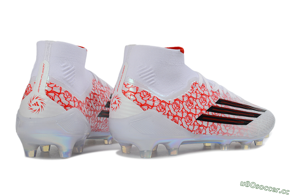 Men's Adidas F50 Elite Mid FG Firm Ground High-Tops Football Boots - White/Crimson Rose/Sleek Black 6