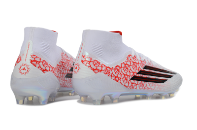 Men's Adidas F50 Elite Mid FG Firm Ground High-Tops Football Boots - White/Crimson Rose/Sleek Black