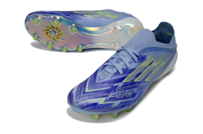 Men's Adidas F50 Elite FG Firm Ground Low-Tops Football Boots - Blue/Vibrant Blue/Electric Green