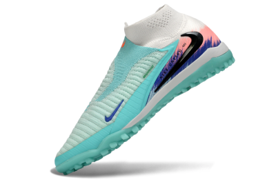 Men's Nike Phantom 6 Elite High TF Artificial Turf High-Tops Football Shoes - Aqua/Coral Splash/Cool Mint