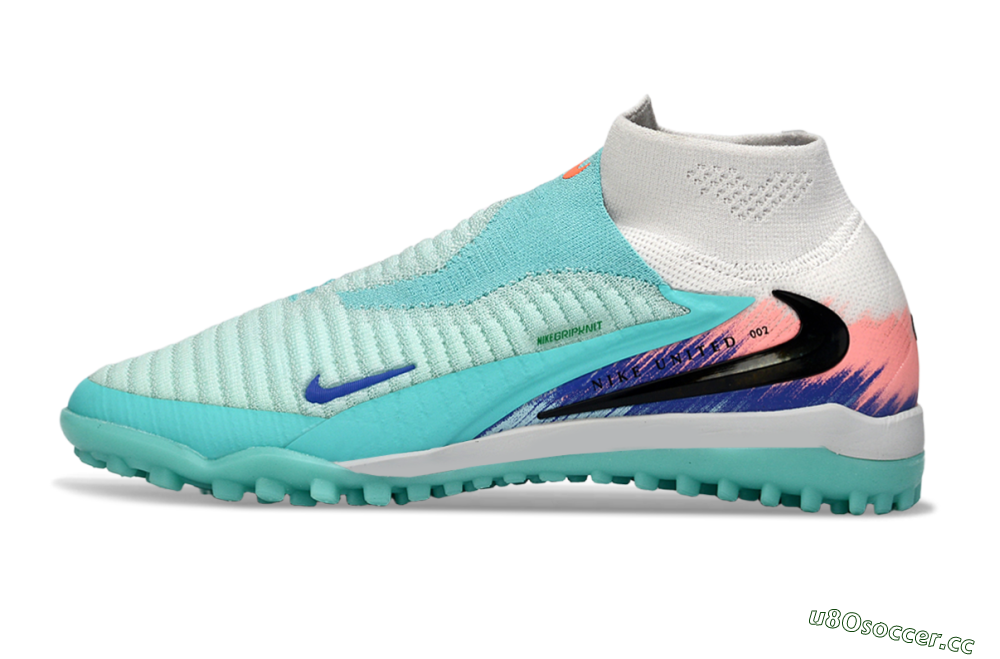 Men's Nike Phantom 6 Elite High TF Artificial Turf High-Tops Football Shoes - Aqua/Coral Splash/Cool Mint 0